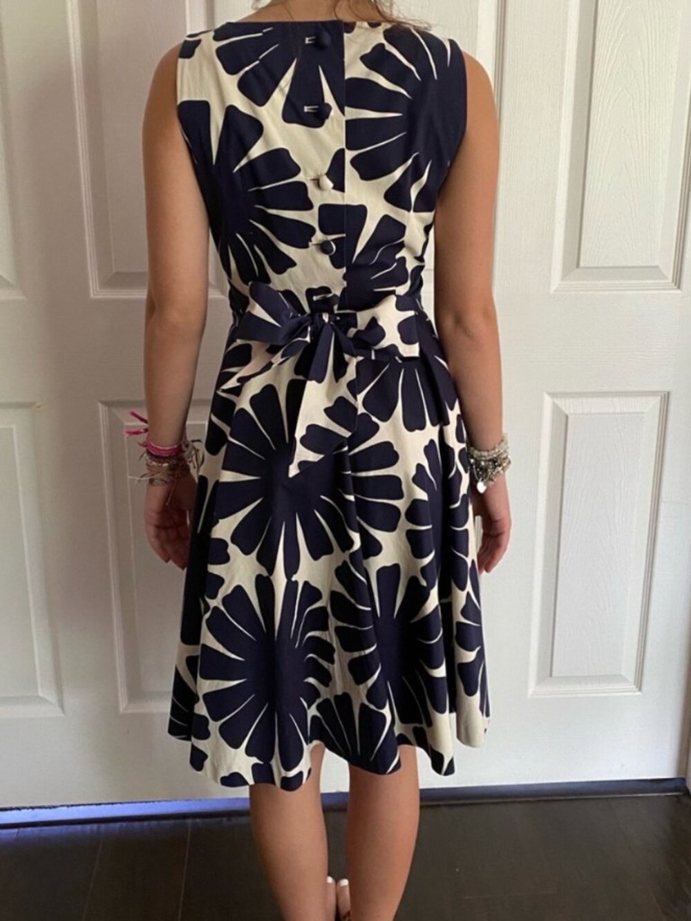 💙 J.Crew Blue Burst Belted A-Line Dress - Size 10 - Picture 3 of 9
